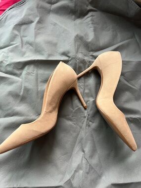 SCHUTZ Beige Suede Pointed-Toe Stiletto Pumps